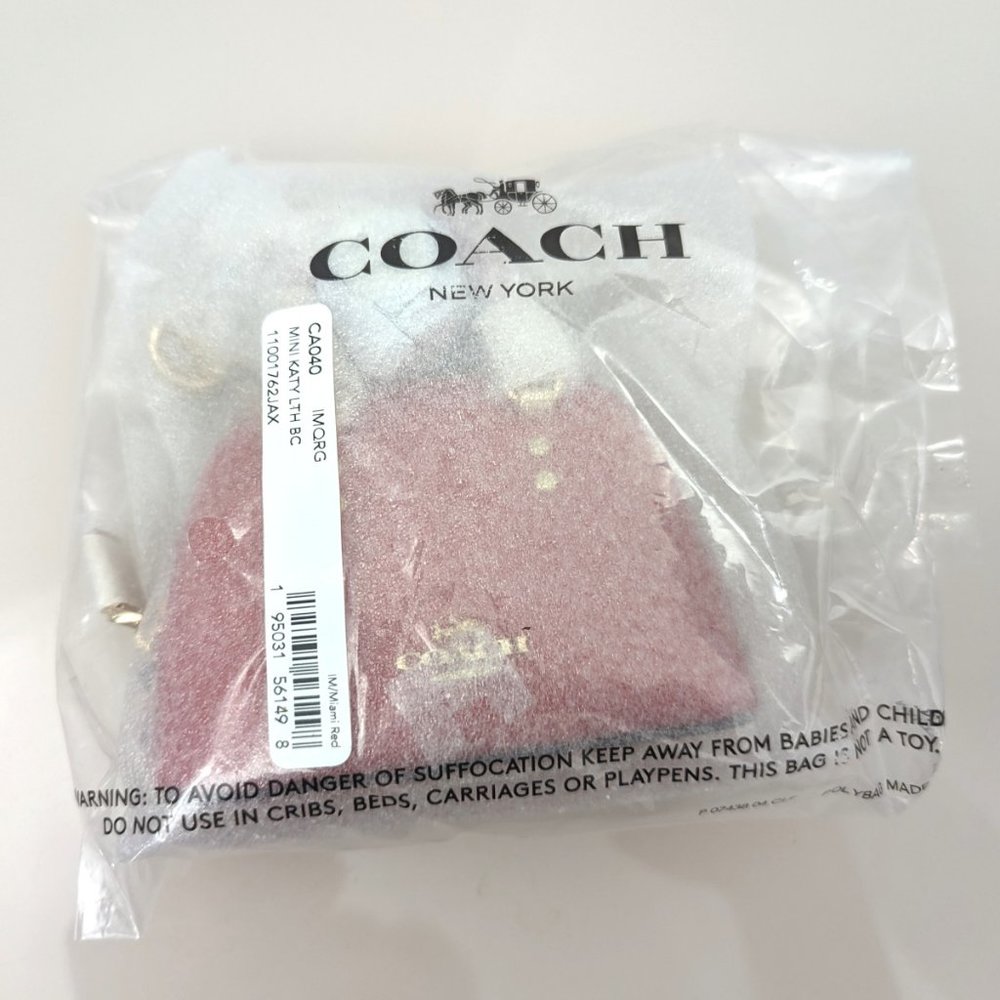 Coach * LAST ONE! * Mini Katy Satchel Bag Charm Miami Red Key Fob CA040 - Picture 6 of 6